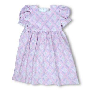 Vintage 1980s 80s Girls Purple Shimmer Puff Sleeve Dress 4T / 4 - 5